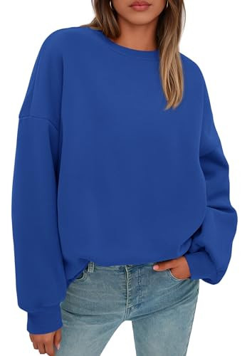 PRETTYGARDEN Sweatshirt for Women Oversized Crewneck Long Sleeve Pullover Fleece Top 2025 Fall Winter Fashion Outfits Clothes (Royal Blue,X-Large) | Amazon (US)