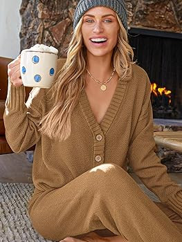 LILLUSORY Womens Cardigan Pants Sets 2 Piece Slouchy Loungewear Sweater Sets | Amazon (US)