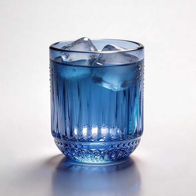 Vintage Colored Glass Tumbler 8oz, Embossed Jewel Tone Single Glass Cup, Retro Aesthetic Drinking... | Amazon (US)