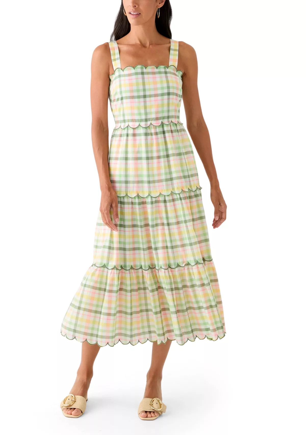 Crown & Ivy™Women's Sleeveless Scallop Printed Midi Dress | Belk