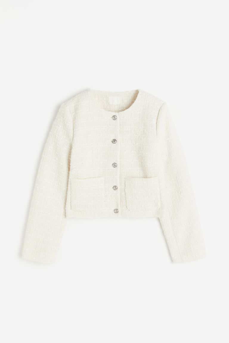 Bouclé Jacket - White - Ladies | H&M US | H&M (US + CA)