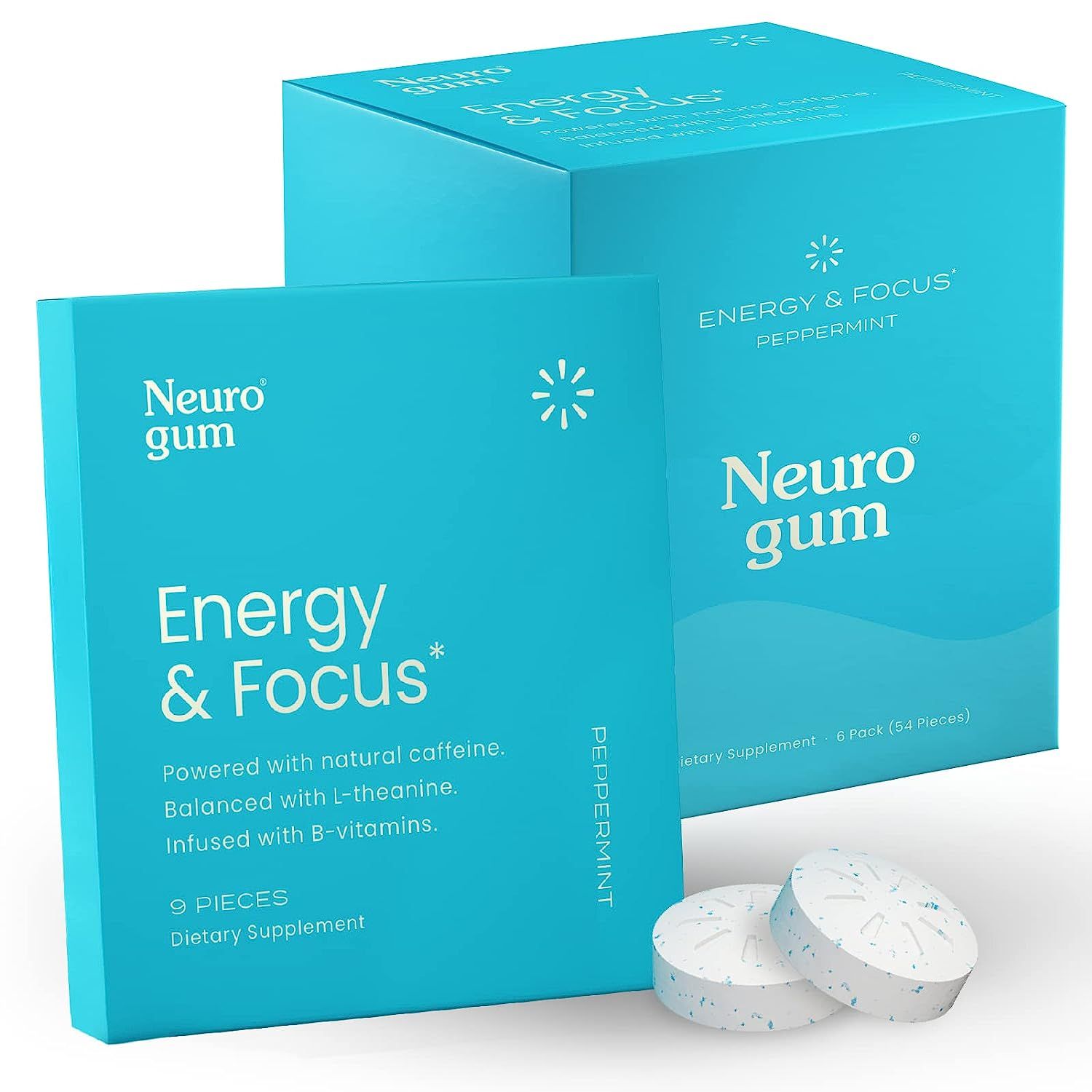 Neuro Gum | Nootropic Energy Caffeine Gum | 40mg Caffeine + 60mg L-theanine + B Vitamins for Ener... | Amazon (US)