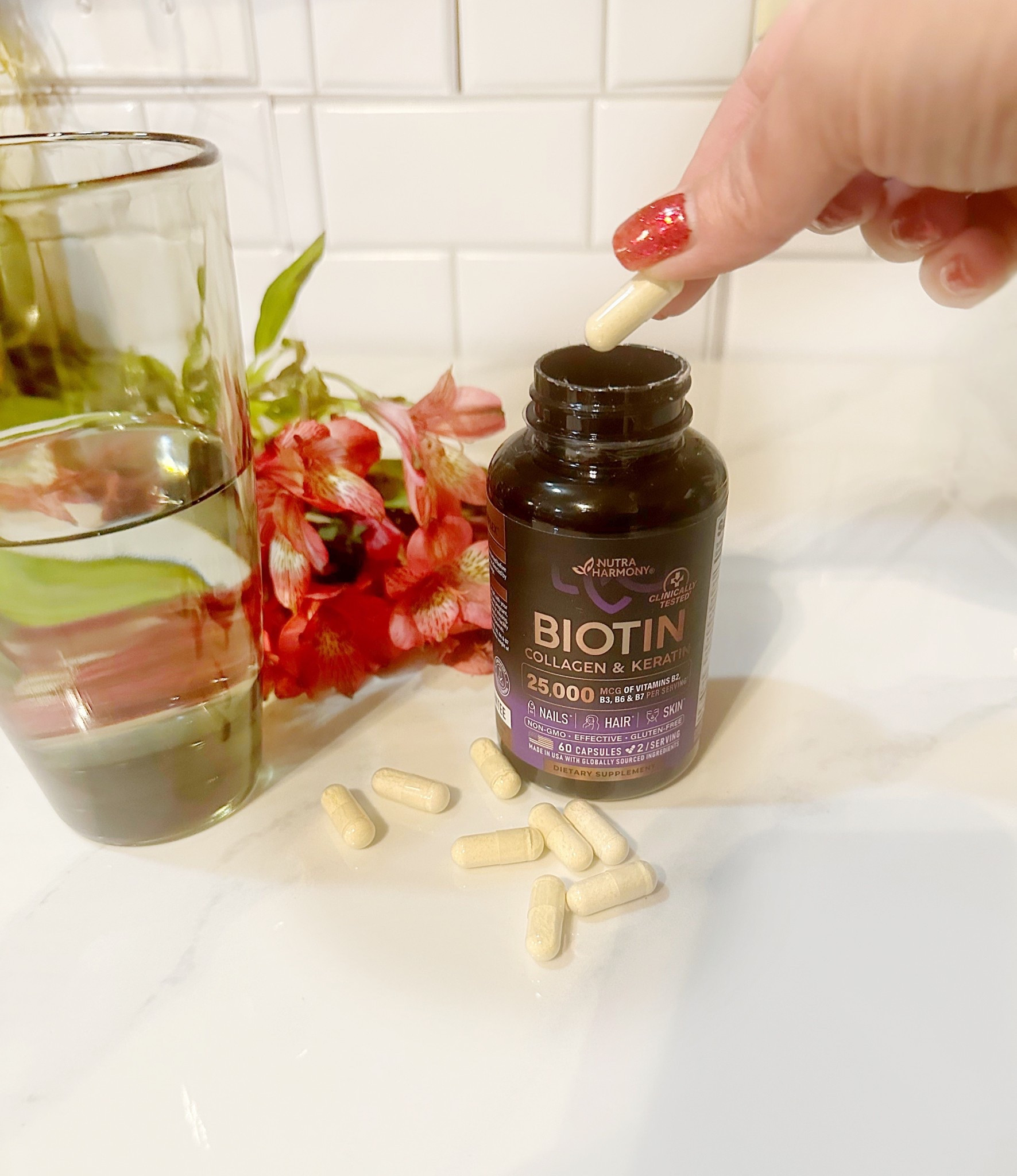 If you're looking to improve the health of your hair, skin, and nails, check out this biotin supplement. It's formulated to help promote healthy hair growth and strengthen nails. Plus, it's gluten-free and made with globally sourced ingredients. Give it a try and see the difference it can make!

#LTKdayinmylife #LTKmomlife #LTKmorningroutine