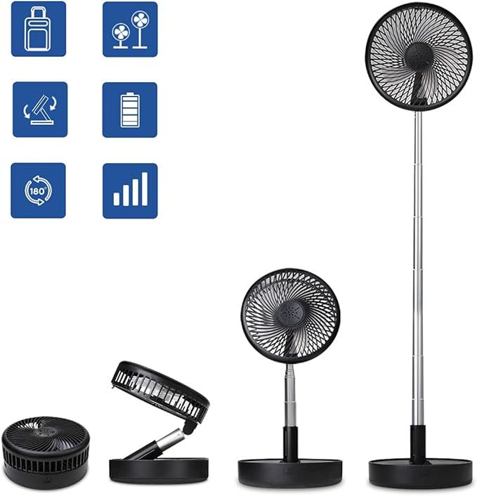 Primevolve Battery Operated Portable Standing Fan, Rechargeable USB Personal Floor Fan with Adjus... | Amazon (US)