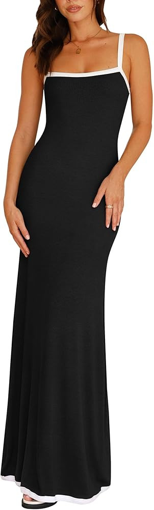 PRETTYGARDEN Women's Bodycon Spaghetti Strap Maxi Dresses 2025 Summer Resort Wear Sleeveless Long... | Amazon (US)