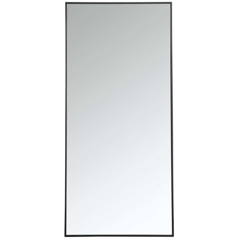 Elegant Decor Eternity 60" x 30" Contemporary Metal Frame Mirror in Black | Homesquare