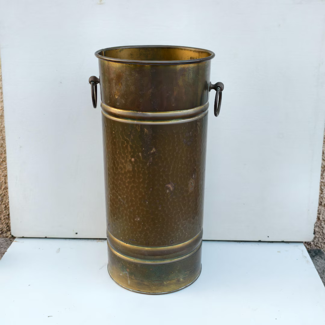 Vintage 60s Brass Umbrella Stand Tall Cane Holder Metal Entryway Storage - Etsy | Etsy (US)