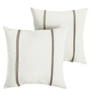 Sorra Home Sunbrella Canvas Natural Outdoor Knife Edge Throw Pillows (2-Pack) HD117411SP - The Ho... | The Home Depot