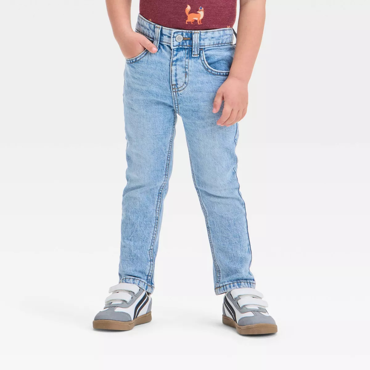 Toddler Boys' Button-Front Slim Leg Denim Pants - Cat & Jack™ Light Wash | Target