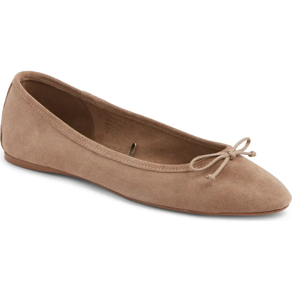 MANGO Bow Round Toe Ballet Flat in Light/pastel Brown at Nordstrom, Size 37 | Nordstrom