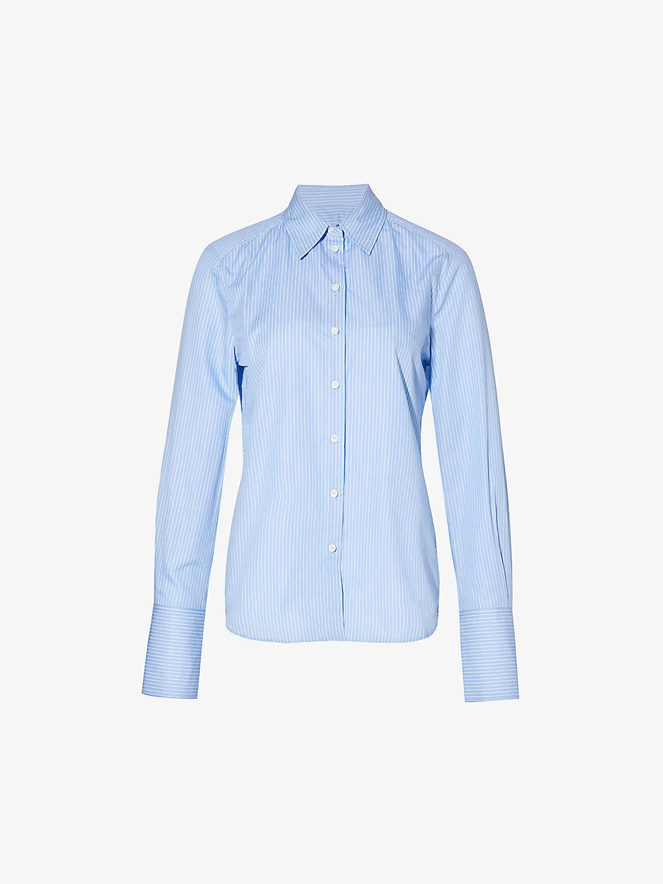 Striped long-sleeve cotton-blend shirt | Selfridges