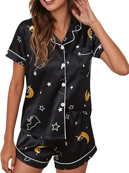 Avanova Women's Pajama Set Stain Short Sleeve Button Down 2 Piece Sleepwear | Amazon (US)