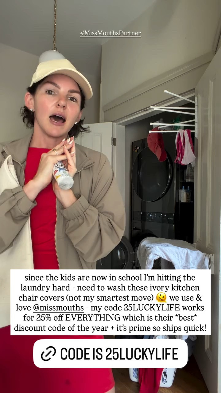 #MissMouthsPartner  since the kids are now in school I’m hitting the laundry hard - need to wash these ivory kitchen chair covers (not my smartest move) 🫠 we use & love @missmouths - my code 25LUCKYLIFE works for 25% off EVERYTHING which is their *best* discount code of the year + it’s prime so ships quick!

#LTKHome #LTKKids #LTKmomlife