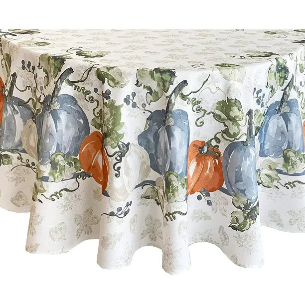 Newbridge Pumpkin Vines Stonewashed Bordered Thanksgiving Fall Fabric Tablecloth, Blue Pumpkin Au... | Walmart (US)