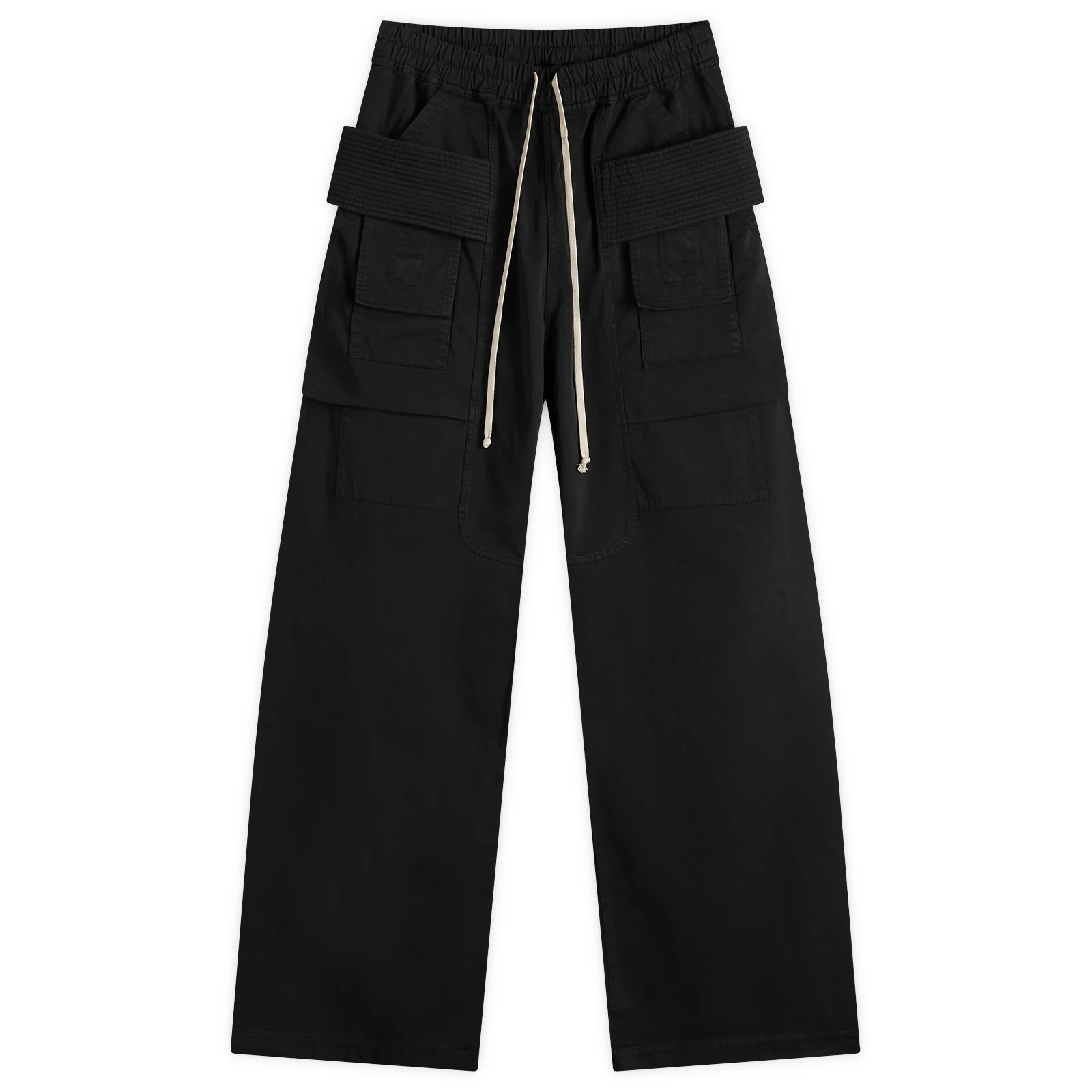 Rick Owens DRKSHDW Men's Cotton Twill Drawstring Cargo Pants in Black, Size Large | END. Clothing