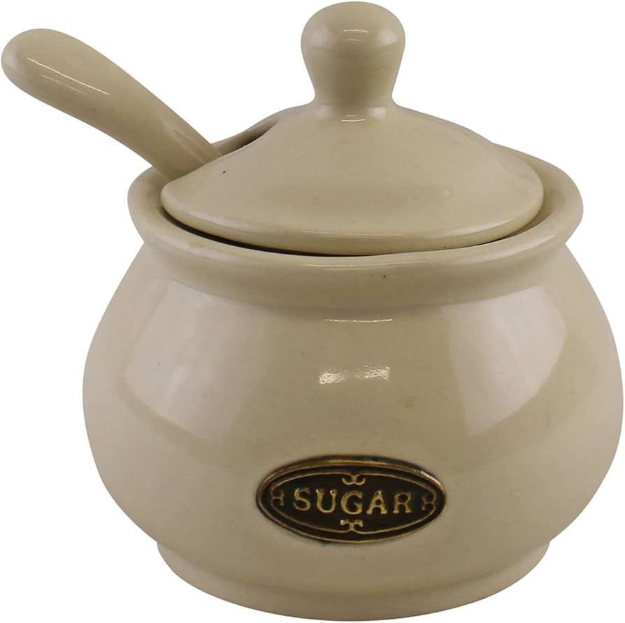 Country Cottage Cream Ceramic Sugar Bowl With Lid & Spoon | Amazon (UK)