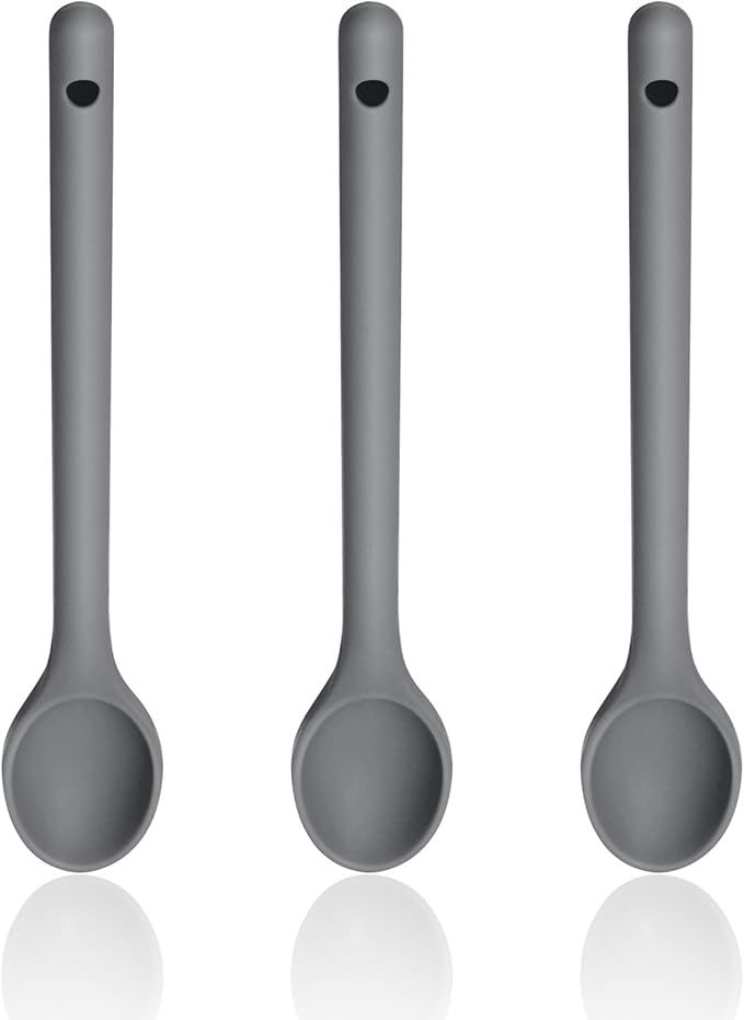Stirring Spoons for Cooking Set of 3, Silicone 12 Inch Long Handle Spoons, Nonstick Mixing Spoons... | Amazon (US)