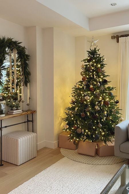 Christmas tree decorations. Linen tree skirt. Garland. Tapered candles. Target Christmas decorations. McGee and co. Amazon. Indigo. Capiz tree topper  

#LTKhome #LTKHoliday #LTKSeasonal