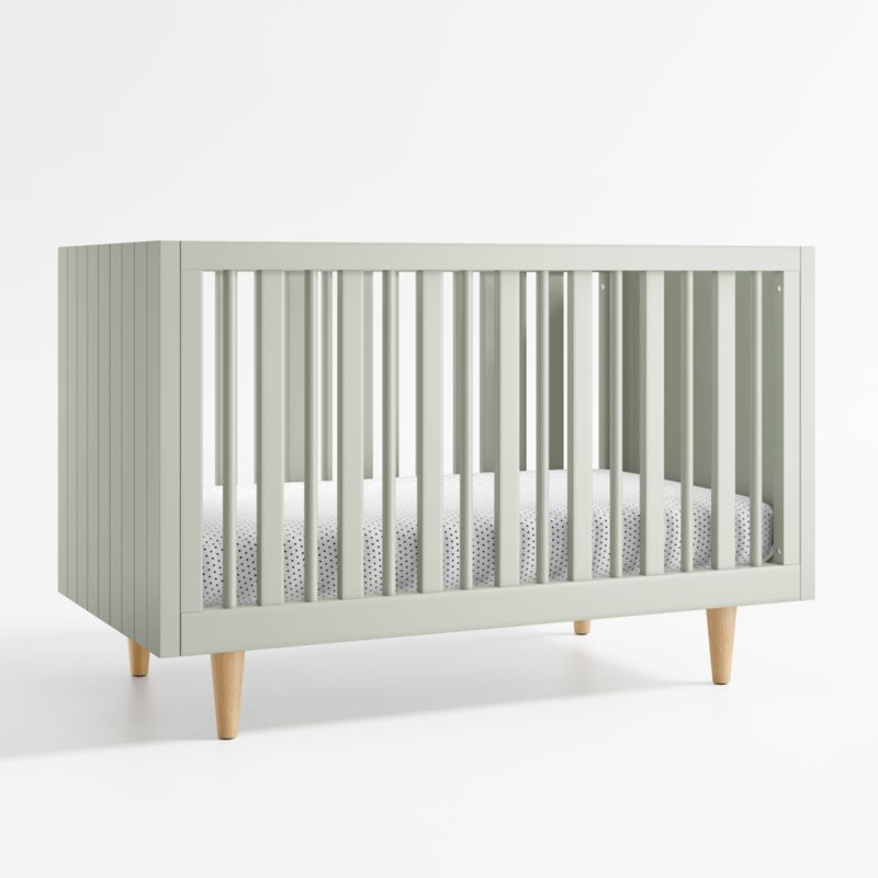 Finn Sage Green Wood Convertible Baby Crib + Reviews | Crate & Kids | Crate & Barrel