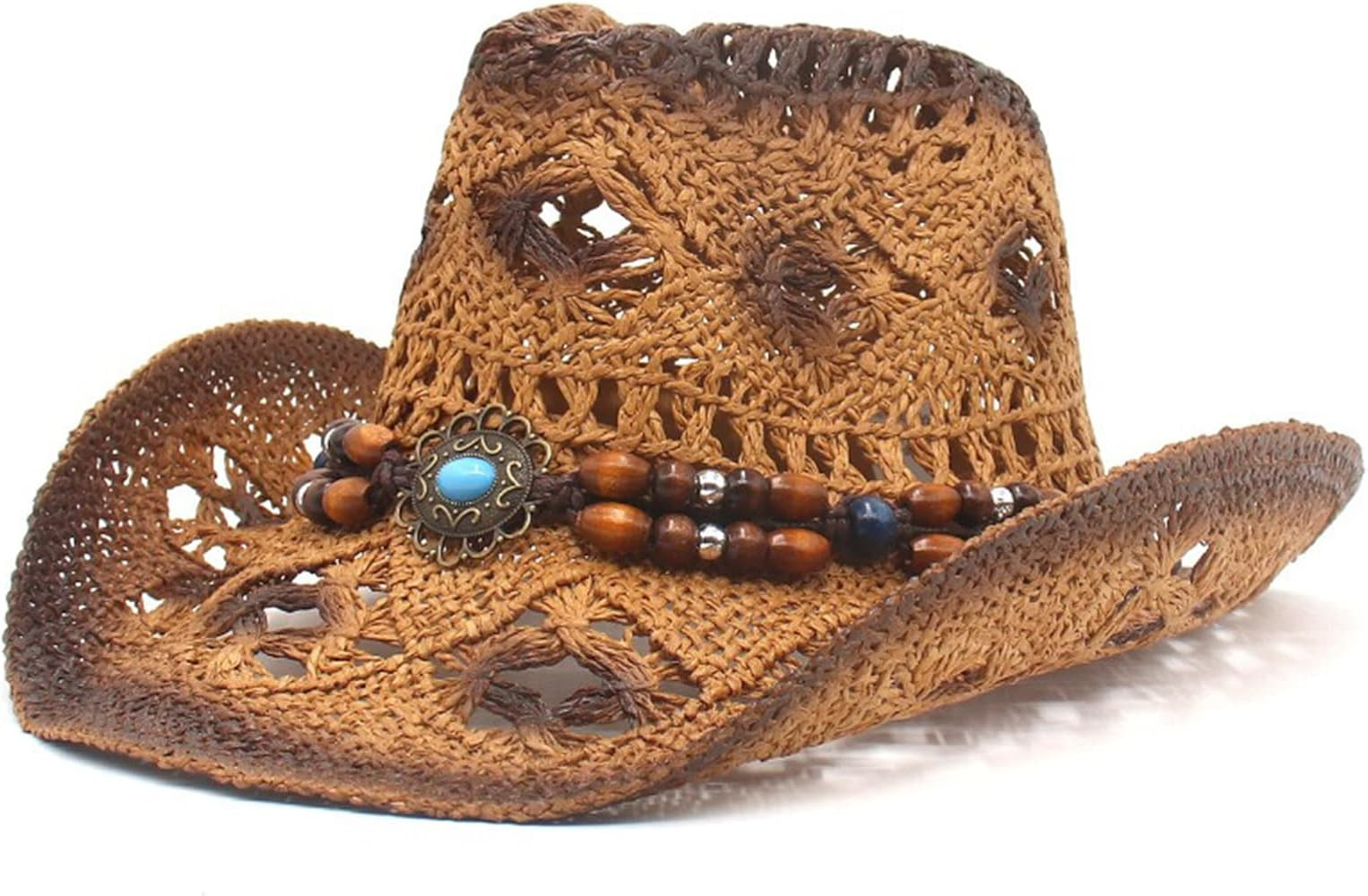 Chloefairy Straw Ccowboy Hats for Women Men Unisex Straw Cowgirl Hat Wide Brim Western Hats with ... | Amazon (US)