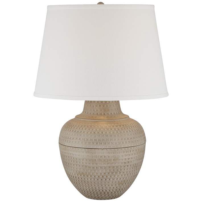 Barnes and Ivy Brighton Hammered Pot Beige Finish Farmhouse Table Lamp - #777H0 | Lamps Plus | Lamps Plus