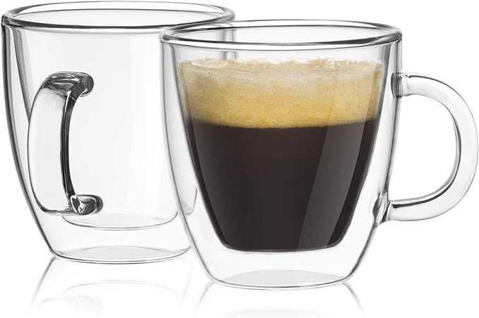 JoyJolt Savor Double Wall Insulated Glasses - Coffee Mugs (Set of 2) - 13.5-Ounces | Amazon (US)