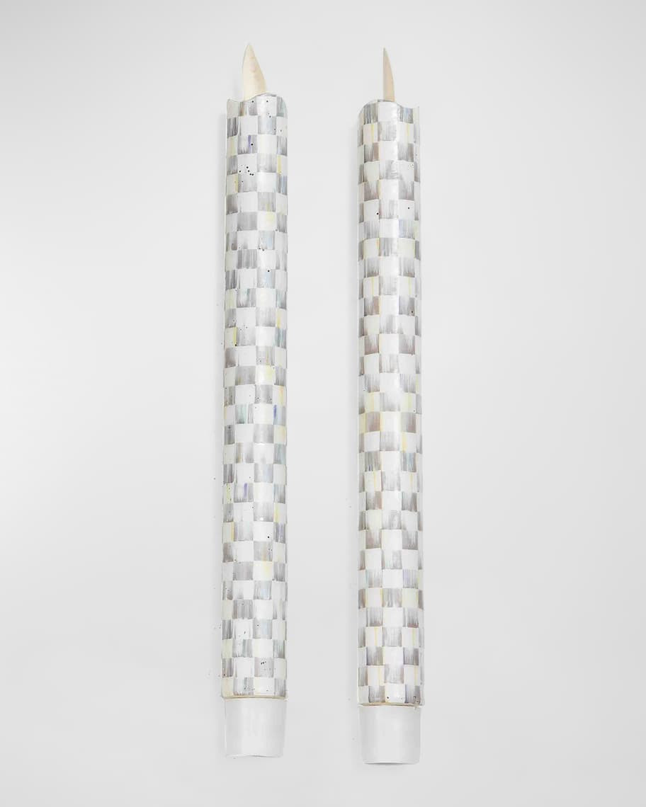 MacKenzie-Childs Sterling Check Flicker Taper Candles, Set of 2 | Neiman Marcus