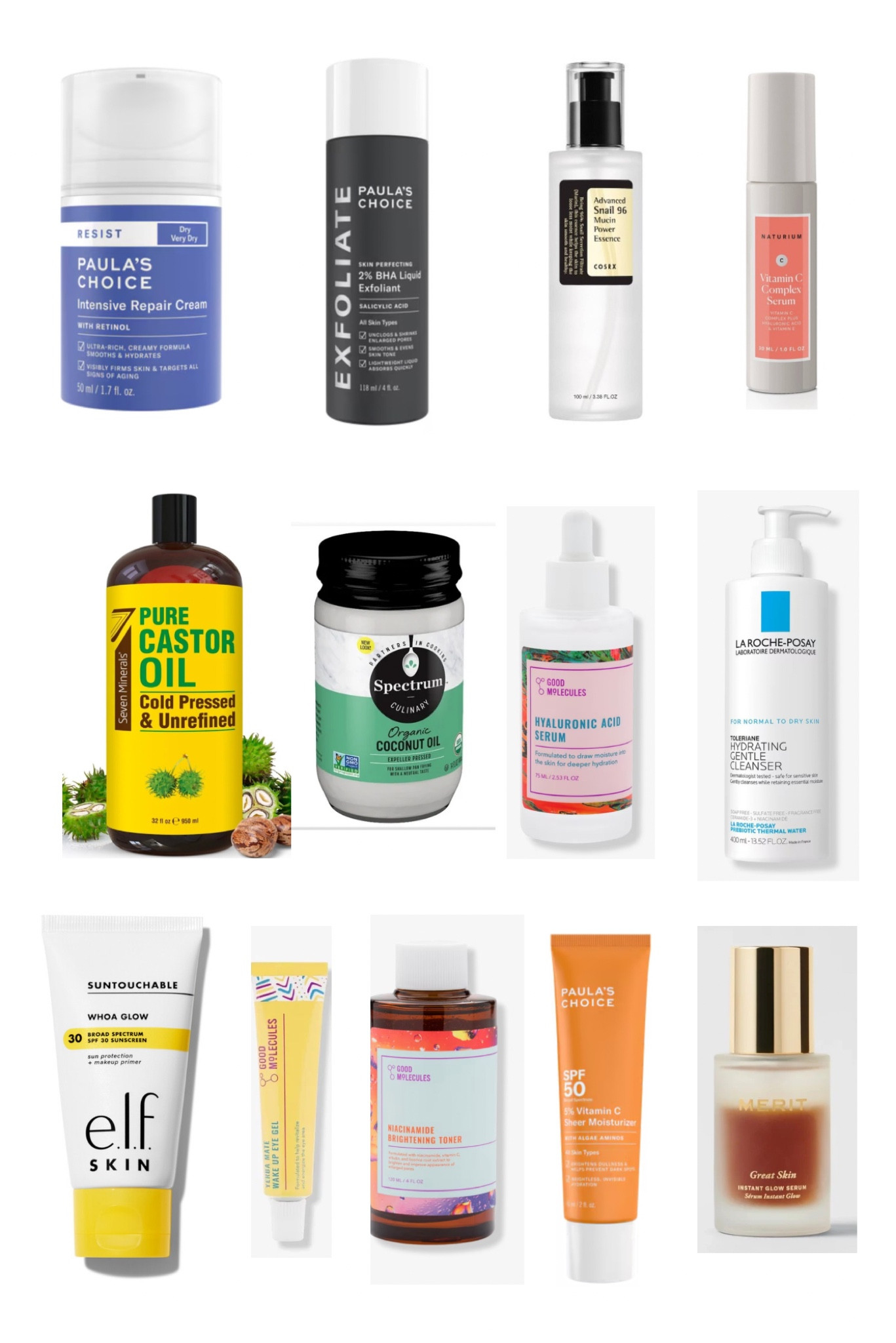My skincare must haves! I use the top row at night, bottom row in the morning. Middle row is my make up remover, cleanser, and Castor Oil is a couple of times a week at night! 

#LTKBeauty #LTKFindsUnder50