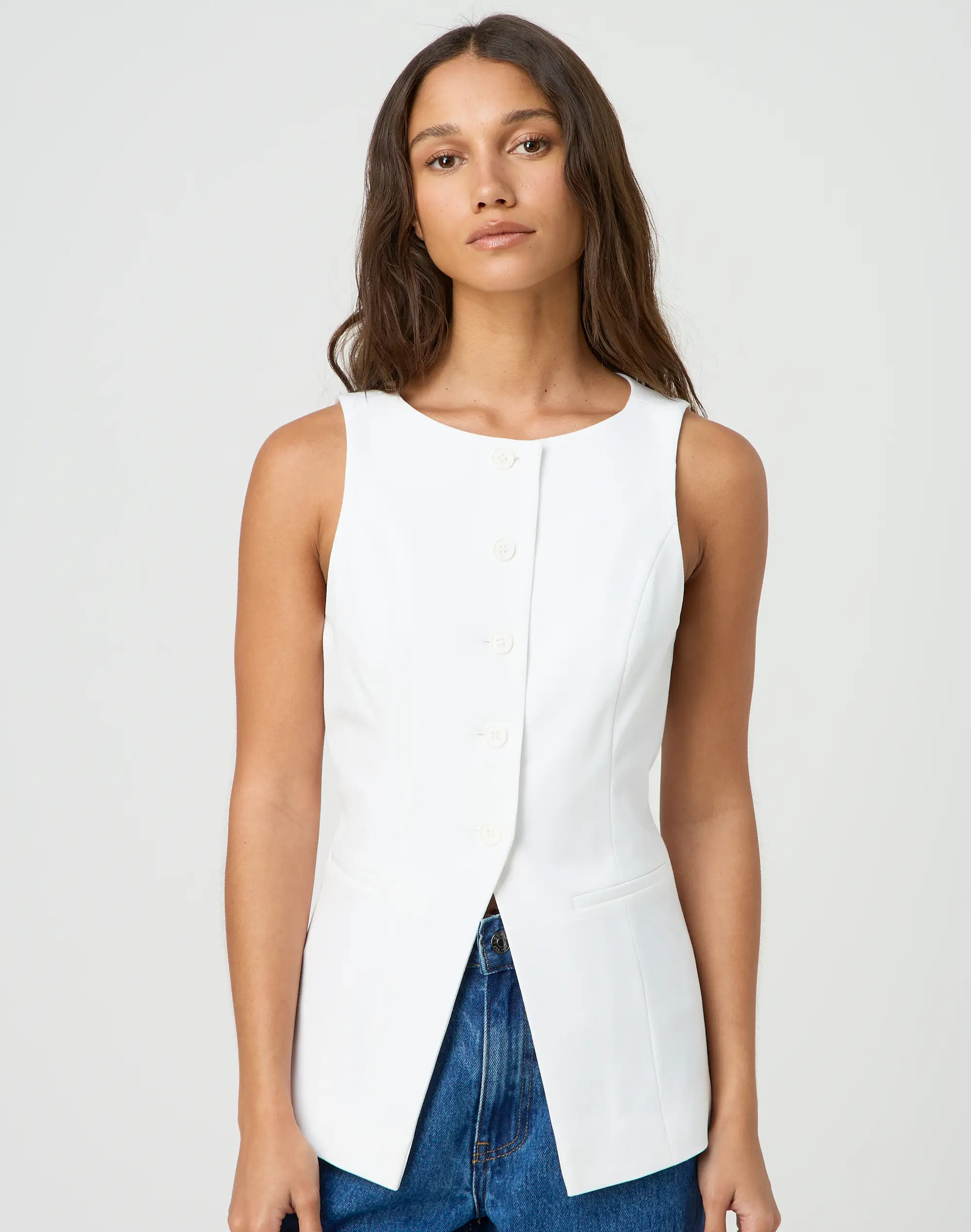 Tailored High Neck Longline Vest | Glassons (Australia)