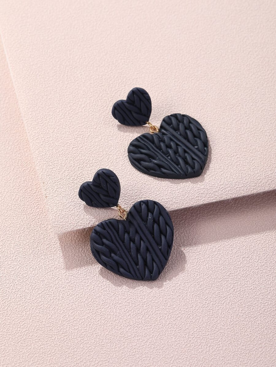 Textured Heart Drop Earrings SKU: sj2210279151950600(28 Reviews)$1.50Make 4 payments of $0.37 $1.... | SHEIN