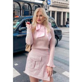 Fancy with Bowknot Knit Top in Pink | Chicwish