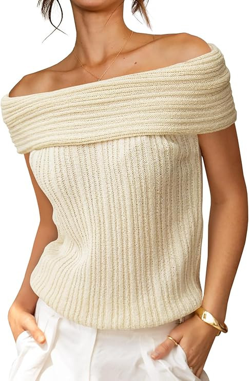 Saodimallsu Womens Off The Shoulder Sweater Tops Summer Sleeveless Strapless Ribbed Sexy Going Ou... | Amazon (US)