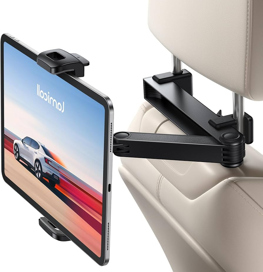 Lamicall Tablet Holder for Car Headrest - [Lockable] [3 in 1 Extension Arm] 2024 Car Backseat Tab... | Amazon (US)