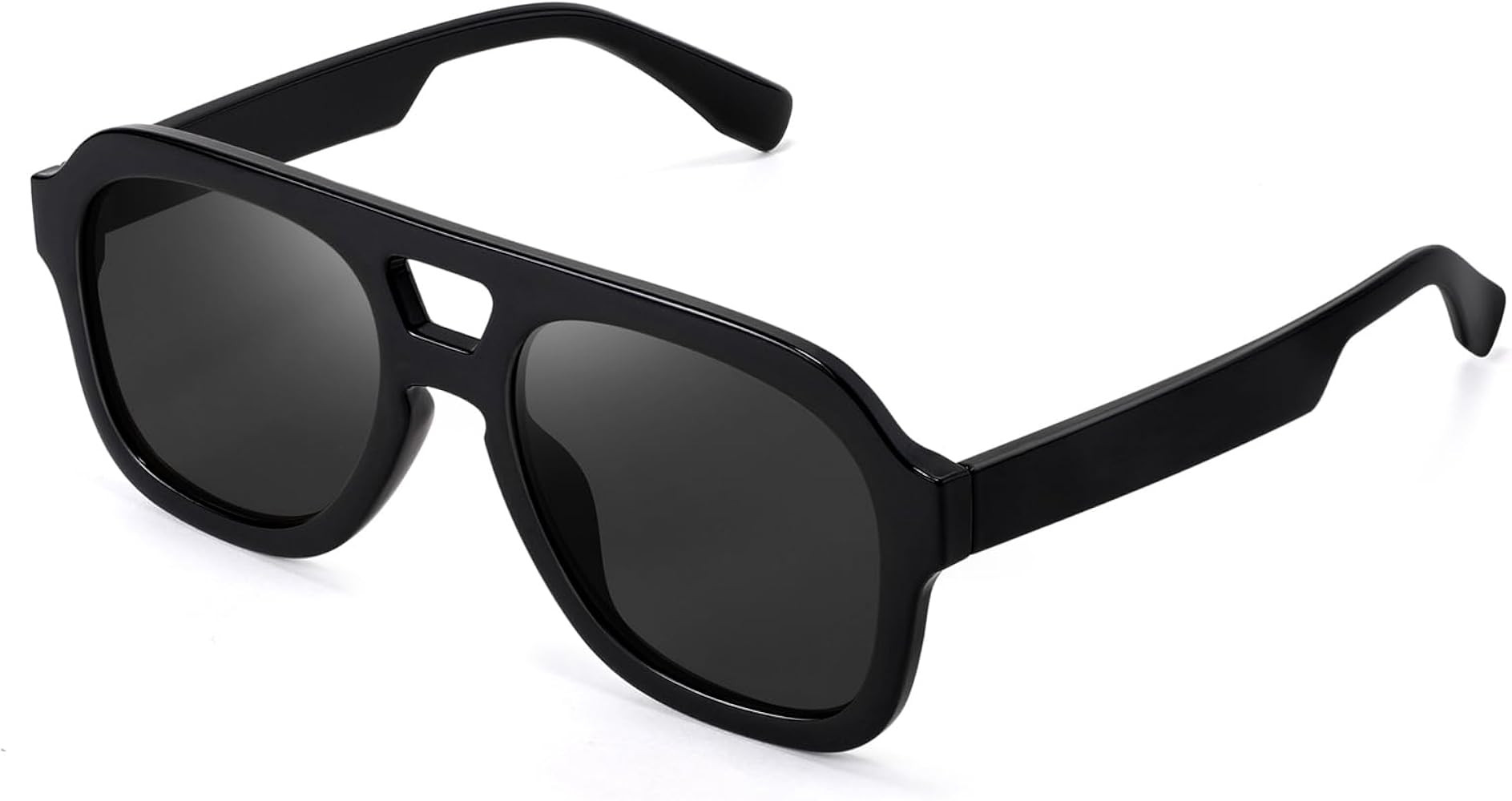 FEISEDY Vintage Aviator Sunglasses Double Bridge Women Men Large Square Thick Frame Trendy Eyewea... | Amazon (US)