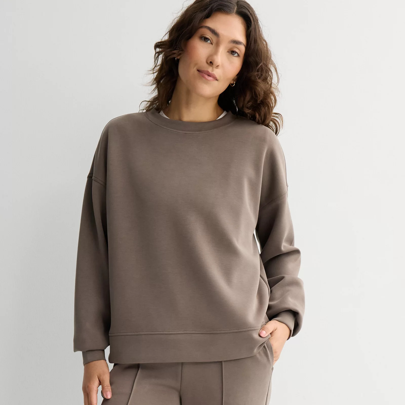 Women's FLX Solace Oversized Crewneck Pullover, Size: XXL, Brown | Kohl's