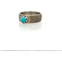 Turquoise Ring Silver, Rose Gold Ring, Wide Silver Band, Crown | Etsy (US)