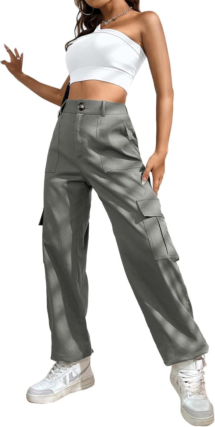 LOLOCCI Cargo Pants for Women High Waisted Travel Tactical Streetwear Casual Pants with 6 Pockets... | Amazon (US)
