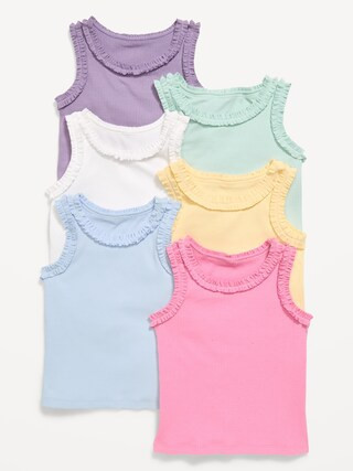 Fitted Ruffled Halter Tank Tops 6-Pack for Toddler Girls | Old Navy (US)