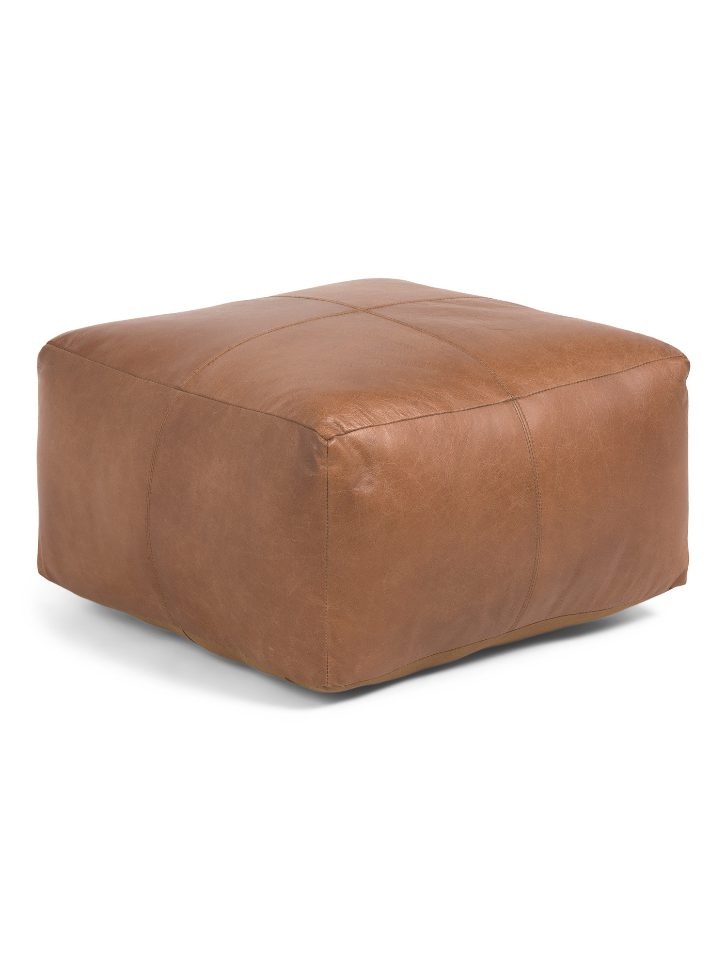 22x22x13 Leather Batton Pouf Ottoman | TJ Maxx