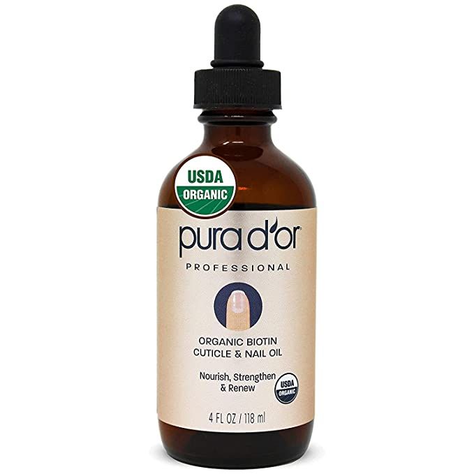 PURA D'OR Organic Nail and Cuticle Oil (4oz) Nourishing Treatment with Dropper - Natural Blend En... | Amazon (US)