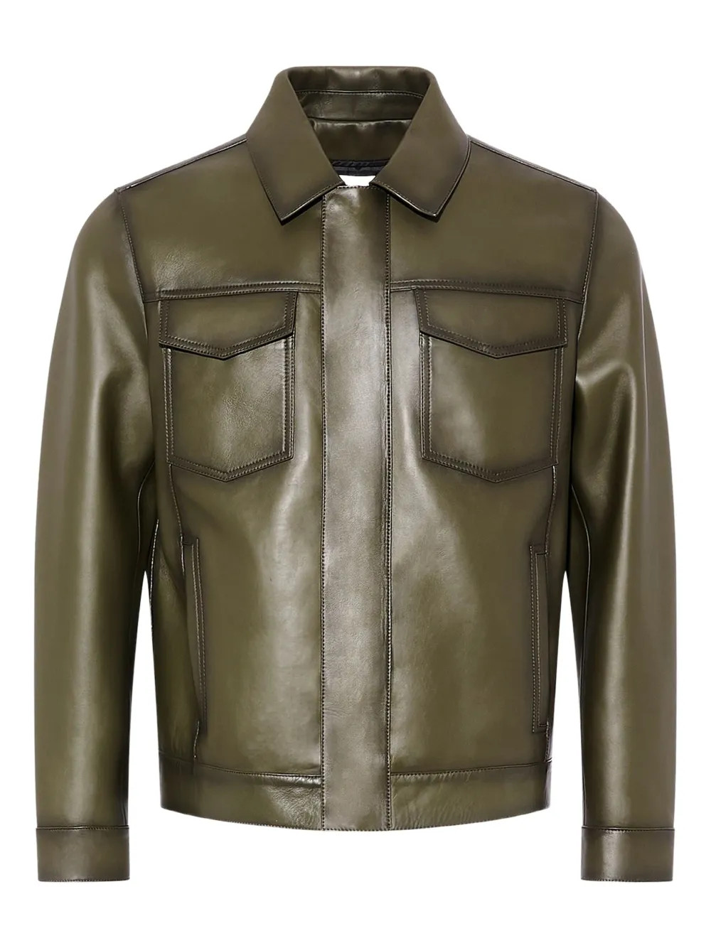 Pocket denim style leather jacket | Farfetch (BR)