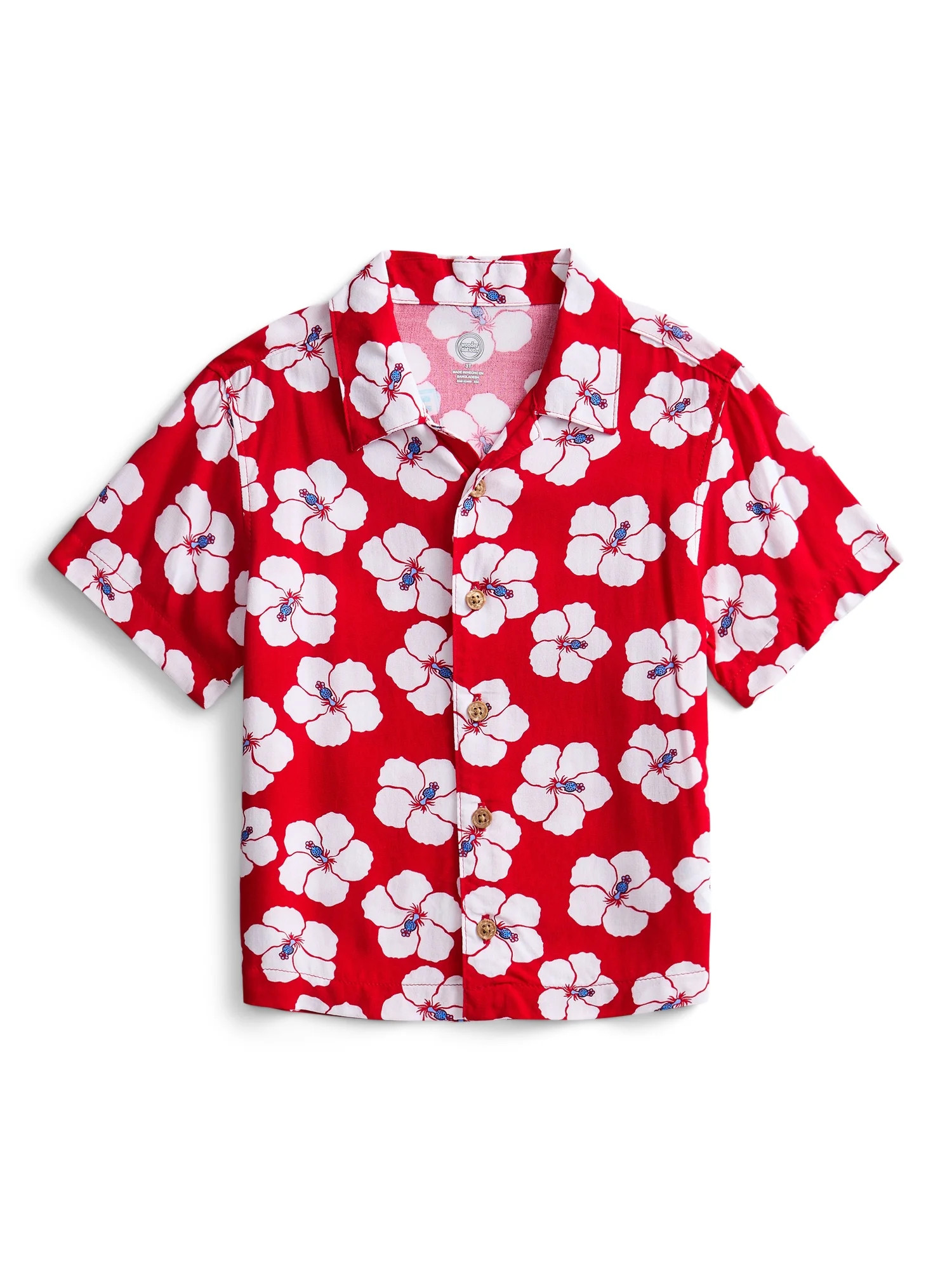 Wonder Nation Toddler Boys Camp Shirt with Short Sleeves, Sizes 12M-5T | Walmart (US)