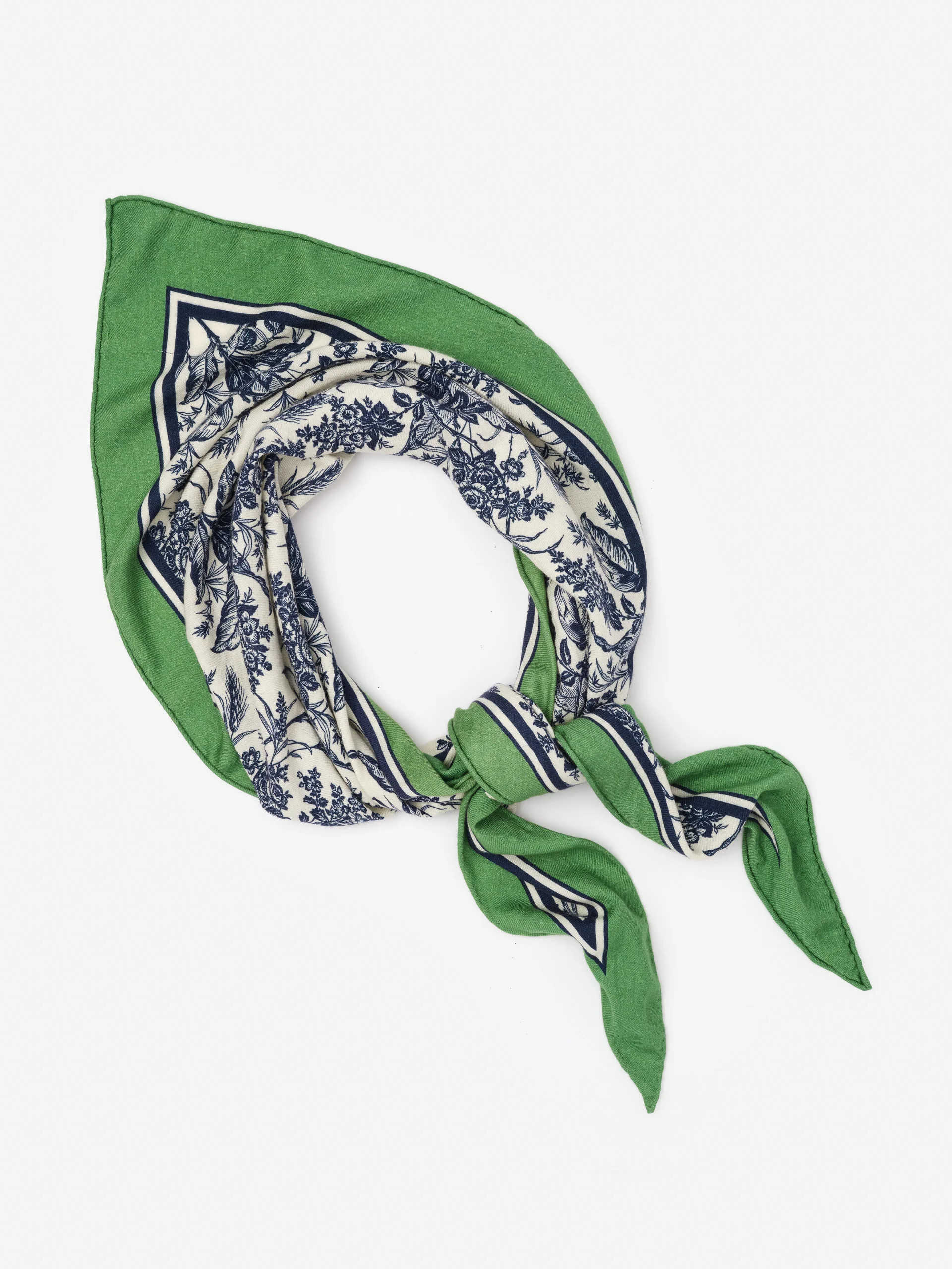 White/Navy Giardino Toile Corner Sarita Scarf | Women's Scarves | J.McLaughlin | J.McLaughlin
