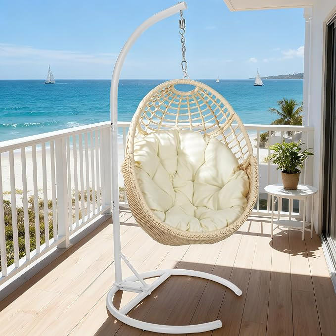 TWT Egg Swing Chair with Stand Hanging Egg Chair Outdoor - Rattan Wicker Patio Hanging Basket Cha... | Amazon (US)