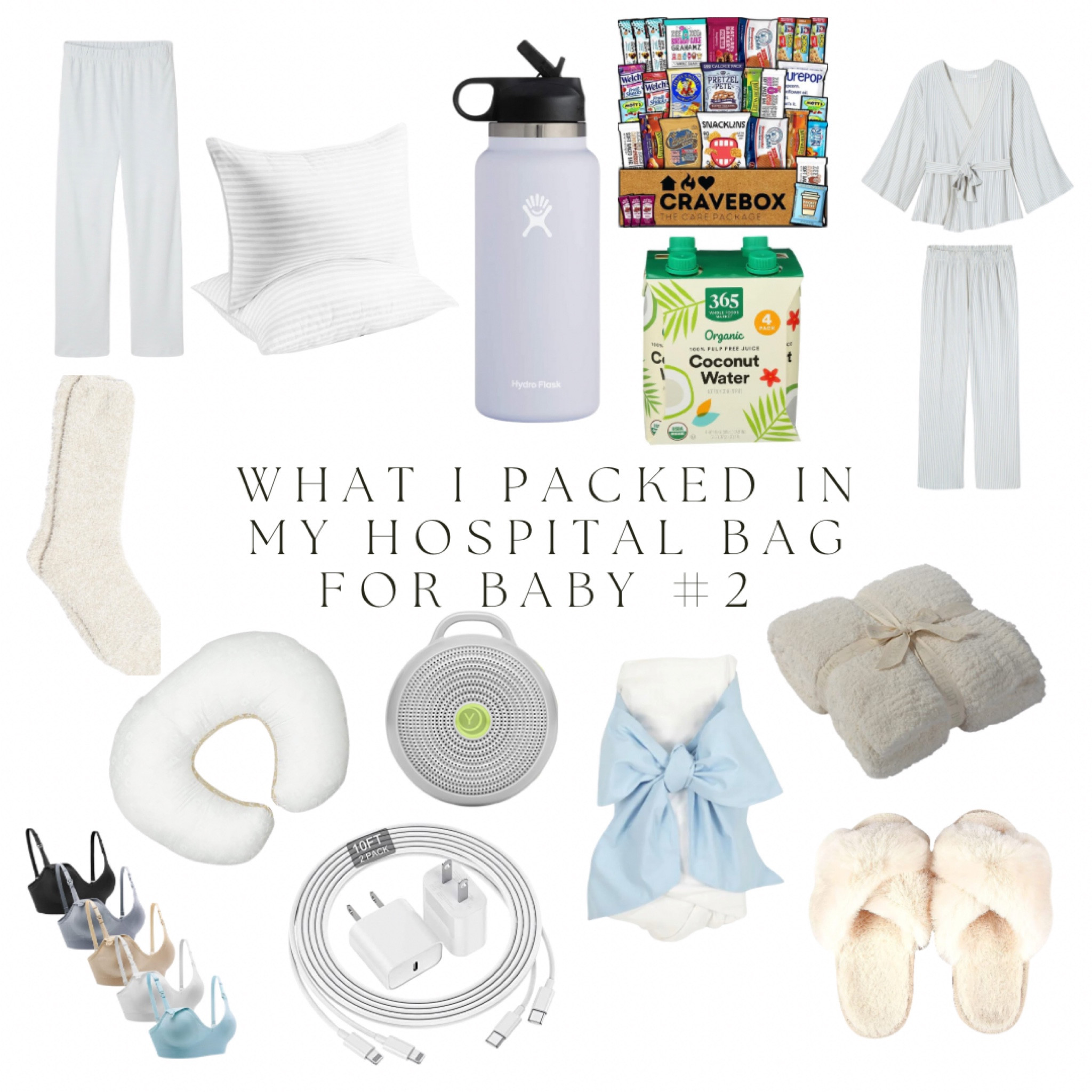 I am so excited to have this next bundle of joy! I included my necessities for our hospital stay (not pictured or linked is our going home outfits, lounge wear, toiletries, and camera). I am so excited about this kimono set from Lake pajamas. It honestly will be the perfect pj set/robe/outfit combo to wear all day for skin to skin in between nursing sessions. I will be opting to use the provided Postpartum unit goodies following delivery (adult diapers, tucks pads, sprays, ice packs, maternity pads, etc). Last time, they provided more than enough and gave me ample to take home! And of course, pillows/blankets/comfy pjs for dad. #hospitalbagessentials #newborn #delivery #hospitalstay 

#LTKbaby #LTKSeasonal #LTKbump