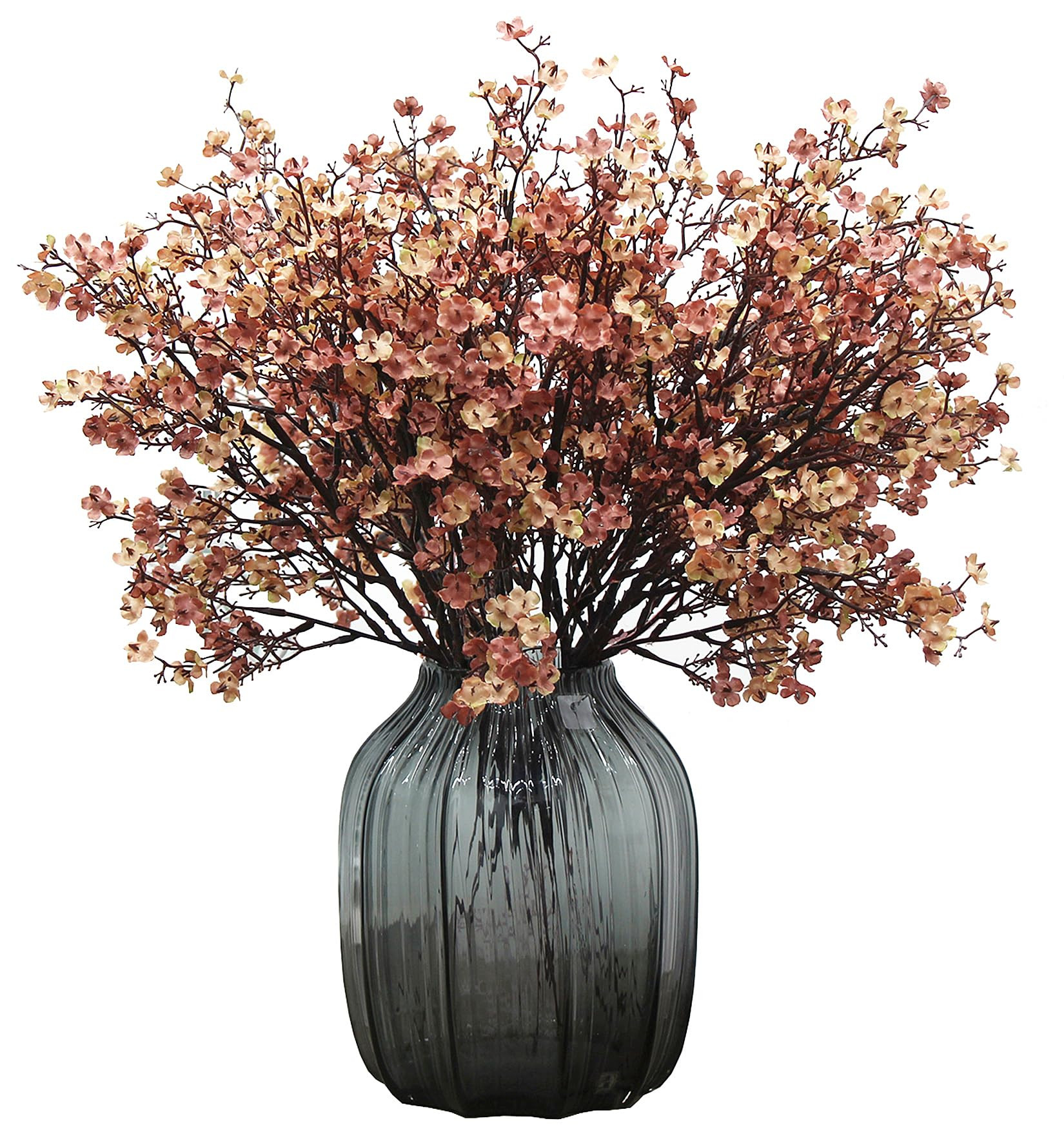 JAKY-Global Babys Breath Silk Artificial Flowers 6 Bundle European Fake Flowers Decor Wedding Party Fall Stems Decoration Bouquets DIY Home Garden,Farmhouse,Living Room Decor (Beige Brown-6pcs) | Amazon (US)