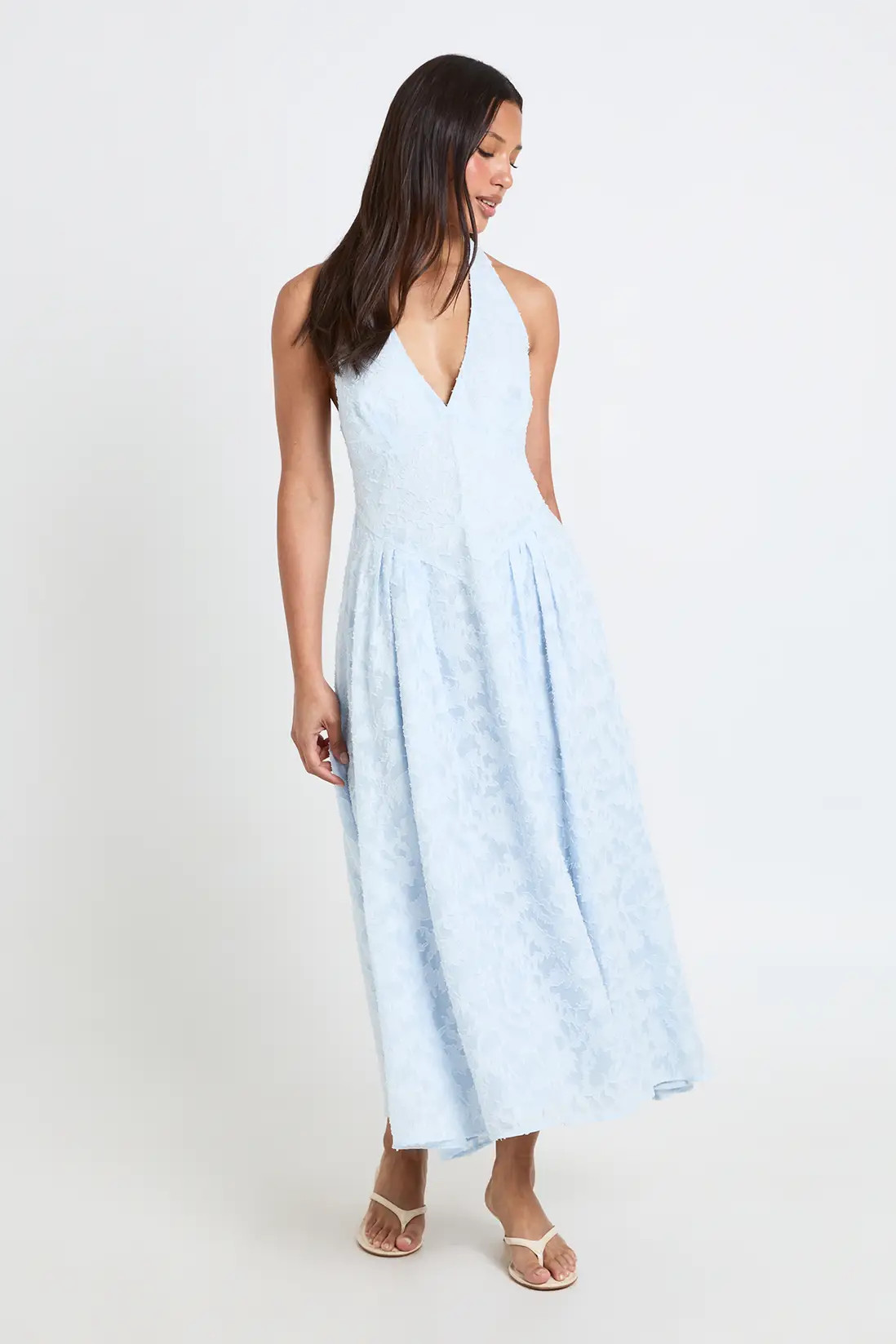 Pastel Blue Burnout Halter Midaxi Jurk | Boohoo NL | Boohoo.com (NL)
