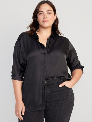 Satin Boyfriend Shirt for Women | Old Navy (CA)