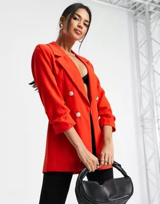 River Island double breasted blazer in red - part of a set | ASOS (Global)