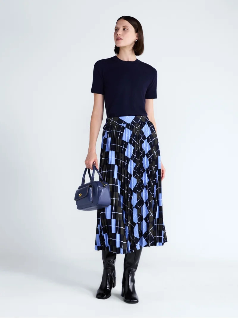Free Assembly Women's and Women's Plus Sunburst Pleat Argyle Maxi Skirt, Sizes XS-4X | Walmart (US)